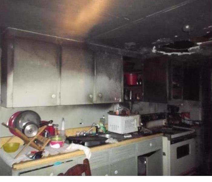 Smoke damaged kitchen cabinets
