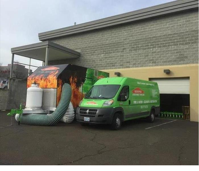 SERVPRO Truck and Desiccant Dehumidifier