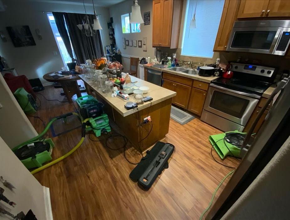 Fans staged around a kitchen island